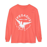 Pegasus Track & Field Long Sleeve T-Shirt - Unisex Garment-Dyed Graphic Tee