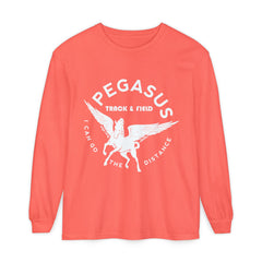 Pegasus Track & Field Long Sleeve T-Shirt - Unisex Garment-Dyed Graphic Tee