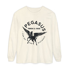 Pegasus Track & Field Long Sleeve T-Shirt - Unisex Garment-Dyed Graphic Tee