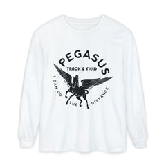 Pegasus Track & Field Long Sleeve T-Shirt - Unisex Garment-Dyed Graphic Tee
